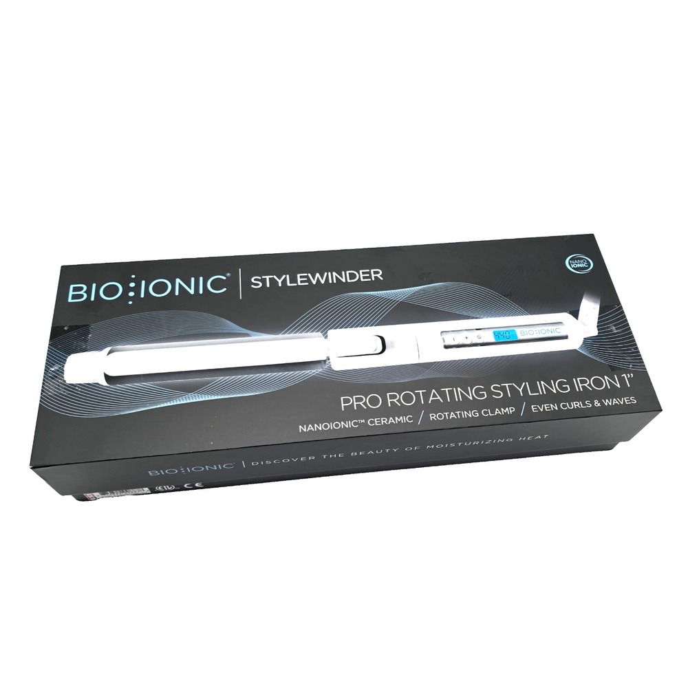 BIO IONIC StyleWinder 1in Rotating Curling Iron Ceramic 440F White Professional